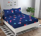 Glace Cotton Printed Fitted Double Bedsheet with Two Pillow Covers 