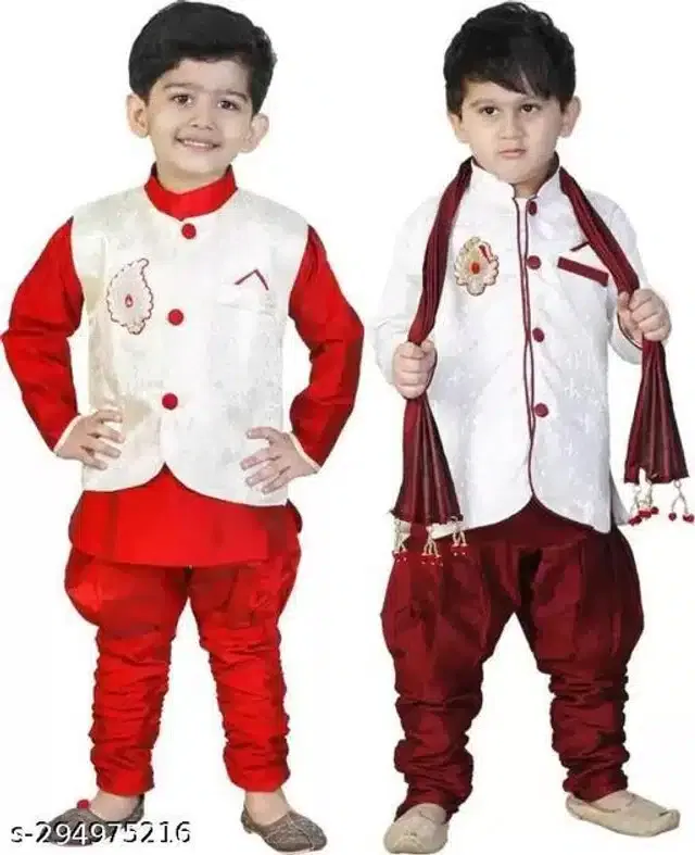 Sherwani Set for Boys (Multicolor, 1-2 Years) (Pack of 2)