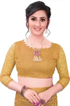 Net Solid Saree for Women 