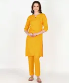 Viscose Rayon Embroidered A-Line Kurti with Pant 