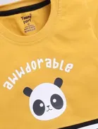 Panda Print Hosiery Cotton Clothing Set for Kids, Yellow & Black 