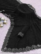 Georgette Solid Saree For Women, Black