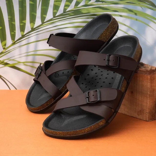 Solid Flipflops for Men (Brown, 10)