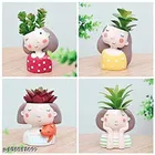 Terracotta Decorative Cute Girls Plant Holder for Home Decor 
