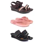 Combo of Heels with Slippers for Women (Multicolor, 8) (Pack of 3)