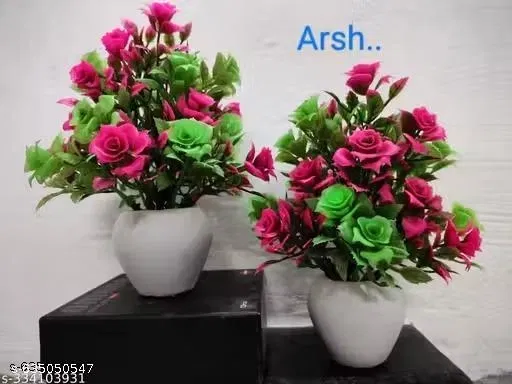 Plastic Artificial Flowers, Multioclor, Pack of 2