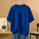 Cotton Blend Printed T-shirt for Women, Blue 
