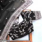 Georgette Embroidered Saree for Women, Black 