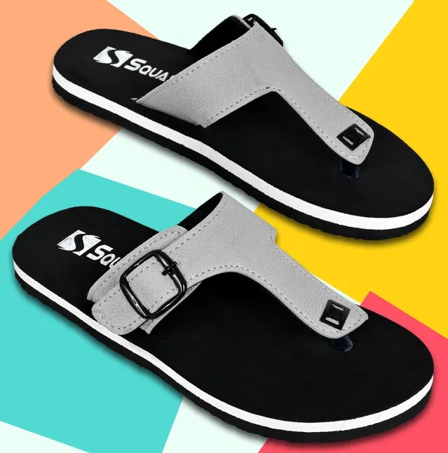 Slippers for Men (Grey & Black, 8)
