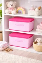 Craft Bazar Multipurpose Foldable Fabric Big Storage Box Combo of 2 with Lid and Handle for Clothes, Toys, Wardrobe, Shelf, Bedroom and Home Organization