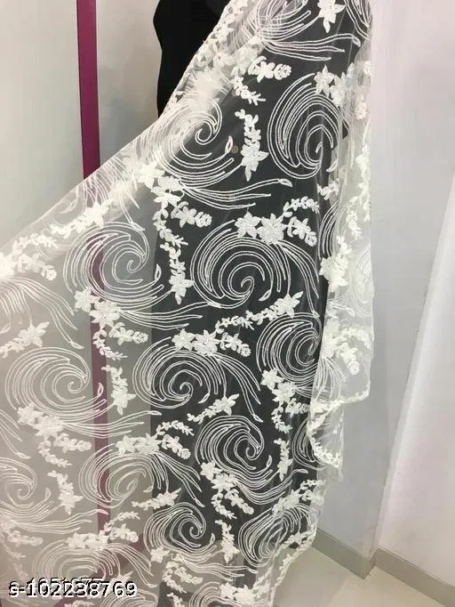 Embroidered Rajasthani Net (White, Free Size)