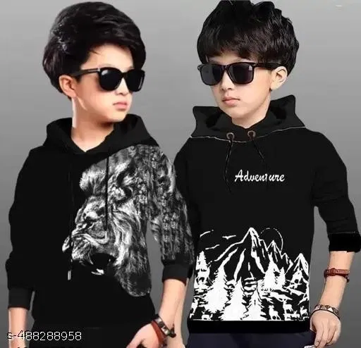 Cotton Clothing Set for Boys, Black, Pack of 2 (4-5 Years)