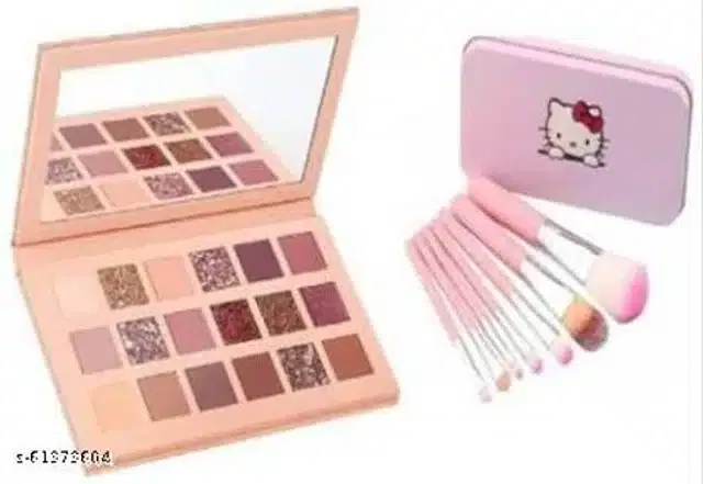 Eye Shadow Palette with (7 Pcs) Makeup Brushes (Multicolor, Set of 2)