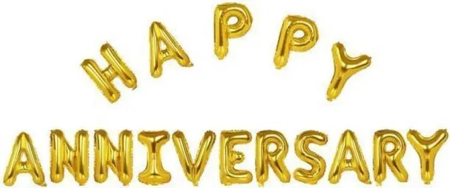 Happy Anniversary Banner Foil Balloon (Gold)
