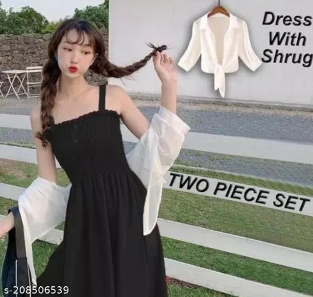 Acrylic Dress for Women (Black & White, M)