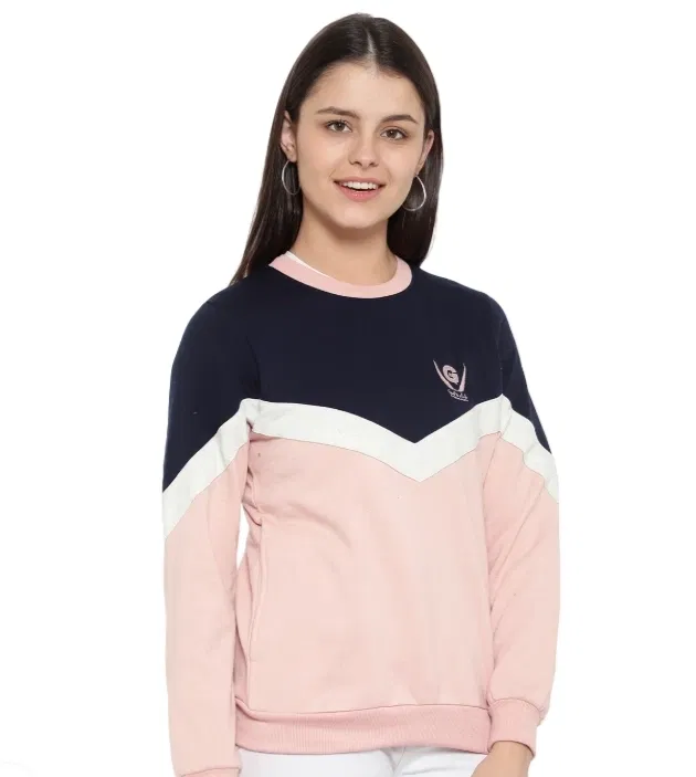Women's Colorblock Sweatshirt (Light Pink-M)