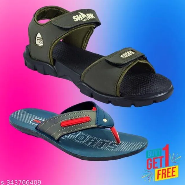 Sandal with Flipflop for Men (Multicolor, 10) (Pack of 2)
