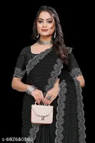 Simmer Solid Saree For Women, Black