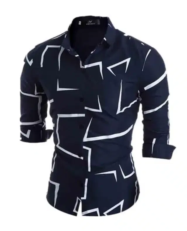 Casual Shirt for Men (Navy Blue, M)