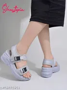 Shoetopia Grey Wedge Sandals Size IND-4
