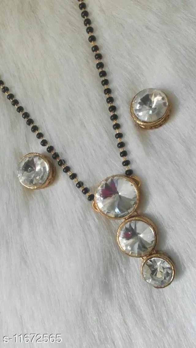 Alloy Mangalsutra with Earrings for Women (Multicolor, Set of 1)