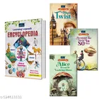 Encyclopedia + Set of 3 Novels: Oliver Twist, Alice Through the Looking Glass & Around the World in 80 Days – A Classic Collection of Adventure, Fantasy & Timeless Literary Treasures!