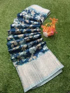 Chiffon Printed Saree for Women (Blue, 6.3 m)