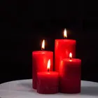 ASIAN AURA Strawberry Scented Wax Pillar Candle Set - Pack of 4 | Red