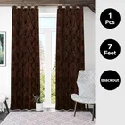 Velvet Emboss Coffee Door Blackout Curtain 7ft Pack of 1