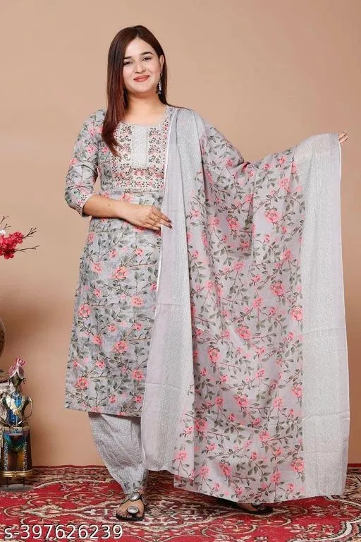 Kurta Set for Women (Grey, S)