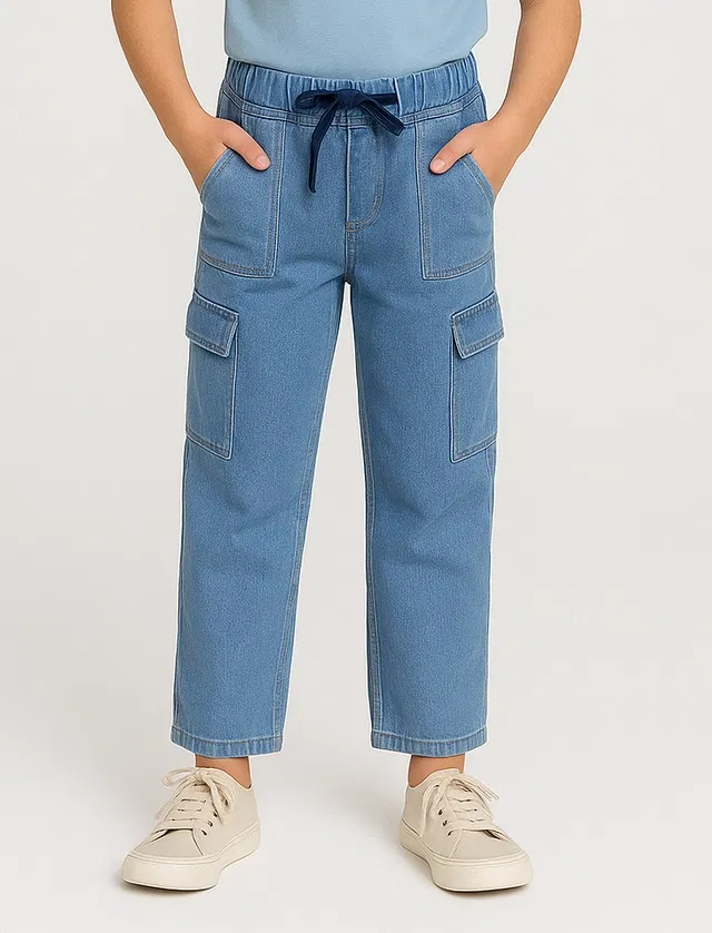 Regular fit Jeans for Girls (Blue, 10-12 Years)