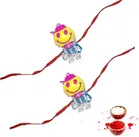 Plastic 2 Pcs Rakhi with Rolii Chawal for Raksha Bandhan 
