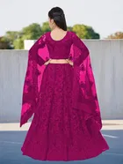 Net Embroidered Semi Stitched Lehenga for Girls 