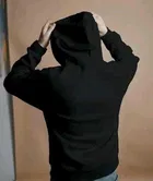 Fleece Printed Hoodie for Women, Black 