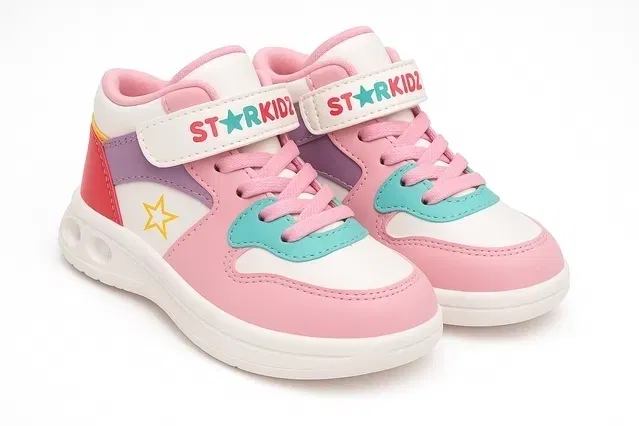 Casual Shoes For Girls (White & Pink, 3-4 Years) (7C) (Fire Bolt -02)