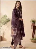 Chanderi Silk Kurta Set with Floral Embroidery for Women 