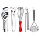 Stainless Steel Lemon Squeezer & Pakkad & Egg Whisk & Roti Chimta & Potato Masher For Kitchen 