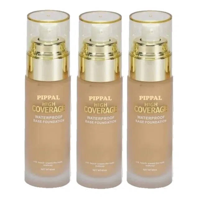 Pippal High Coverrage Waterproof Base Foundation (60 ml, Pack of 3)