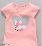 Hosiery Cotton Printed Clothing Set for Kids, Peach 