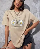 Cotton Blend Printed T-shirt for Women, White 