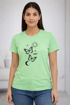 Cotton Blend Printed T-shirt for Men, Green 