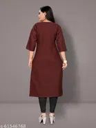Solid Embroidered Cotton Blend Kurti for Women 