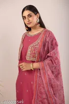 Designer Kurti Pant Jacket Dupatta Set for Women 