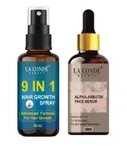 Combo of La'Conde Beauty 9 in 1 Hair Growth Spray & Alpha Arbutin Face Serum 
