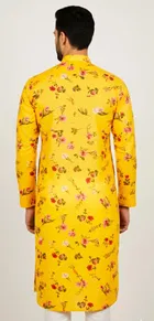 Cotton Blend kurta  For Men, Yellow 