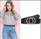 Faux Leather Belt for Women, Black 