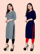 Crepe Solid Kurtis for Women 