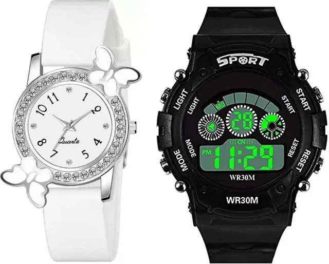 Analog with Digital Watch for Women & Girls (Multicolor, Set of 2)