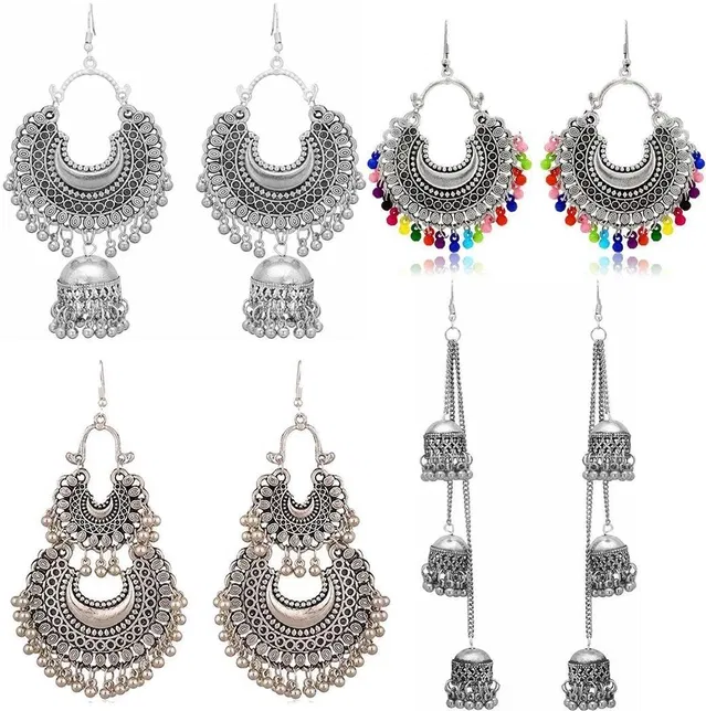Designer Earrings for Women & Girls (Multicolor, Set of 4)