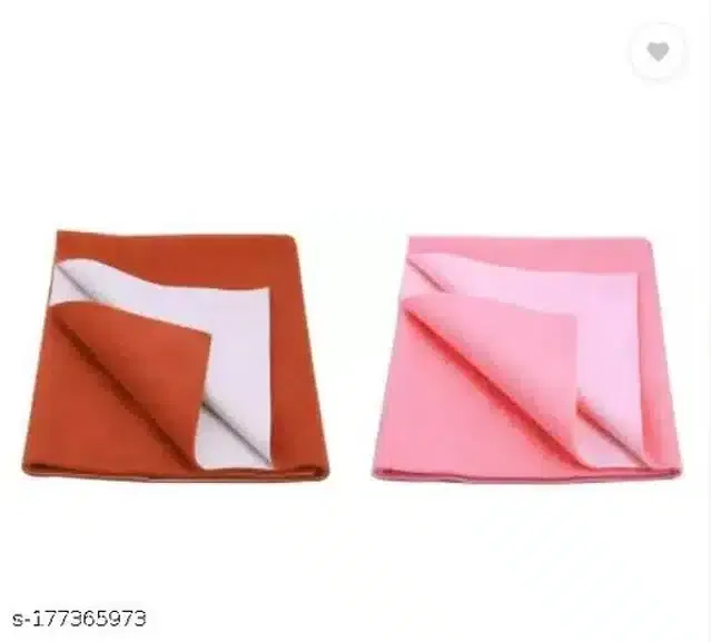 Cotton Mattress Protection Sheet (Red & Baby Pink, 28x20 inches) (Pack of 2)